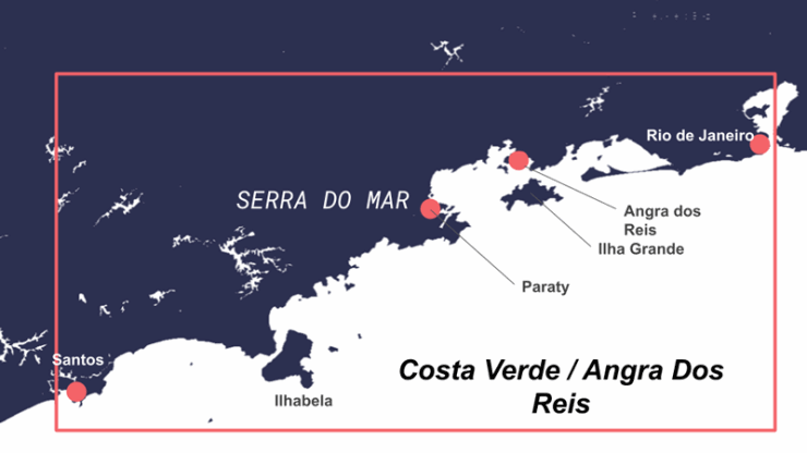 Carte de la zone de navigation Costa Verde au Brésil